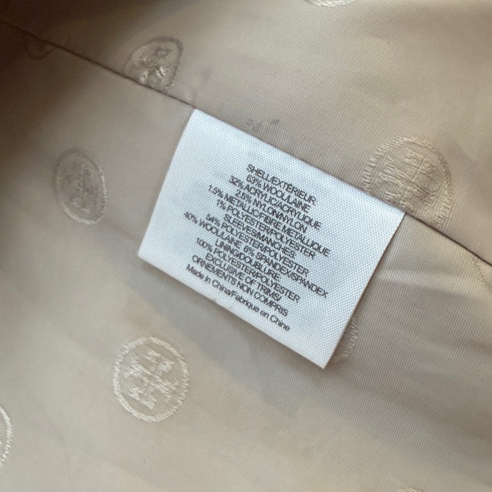 Tory Burch Sairy Bling Wool Tweed Jacket Black Tan Rhinestones Crystals Size 8 - Picture 12 of 12